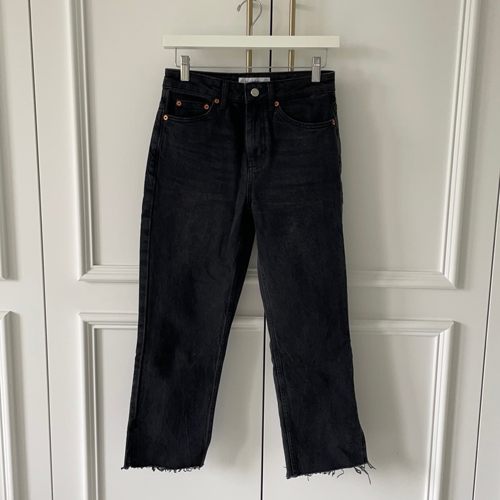Topshop straight leg jeans in washed black